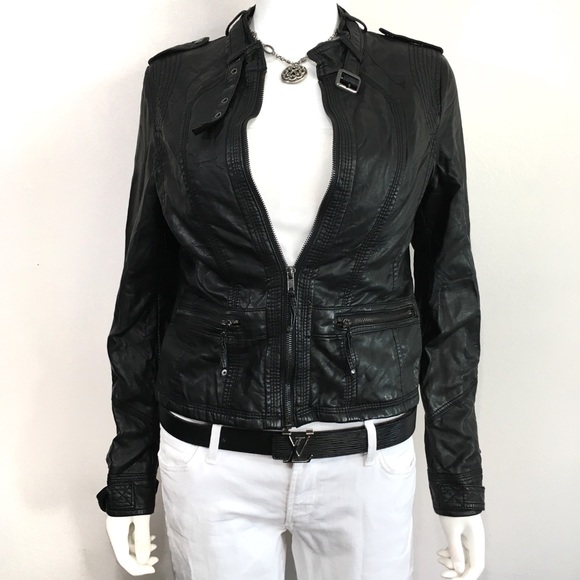 Zara Jackets & Blazers - • ZARA Biker Moto Faux Vegan Leather Collar Jacket